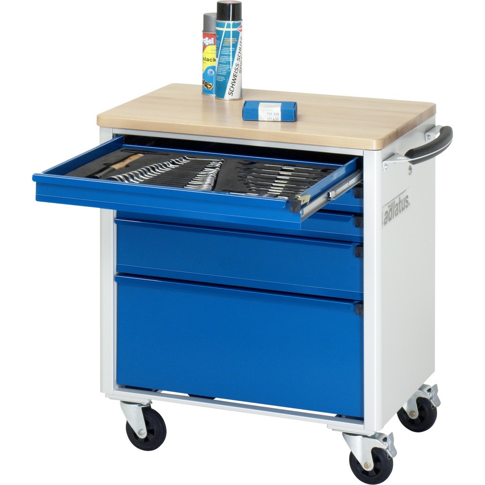 Immagine del prodotto n. 1: Carrello portautensili RAU serie adlatus 700, AxLxP 790 x 700 x 510 mm, 5 cassetti 3 x 65, 1 x 130, 1 x 260 mm, piano di lavoro in faggio