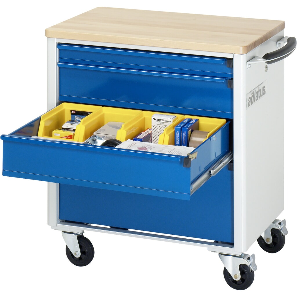Carrello portautensili RAU serie adlatus 700, AxLxP 790 x 700 x 510 mm, 4 cassetti 1 x 65, 2 x 130, 1 x 260 mm, piano di lavoro in faggio Immagine del prodotto: Carrello portautensili RAU serie adlatus 700, AxLxP 790 x 700 x 510 mm, 4 cassetti 1 x 65, 2 x 130, 1 x 260 mm, piano di lavoro in faggio