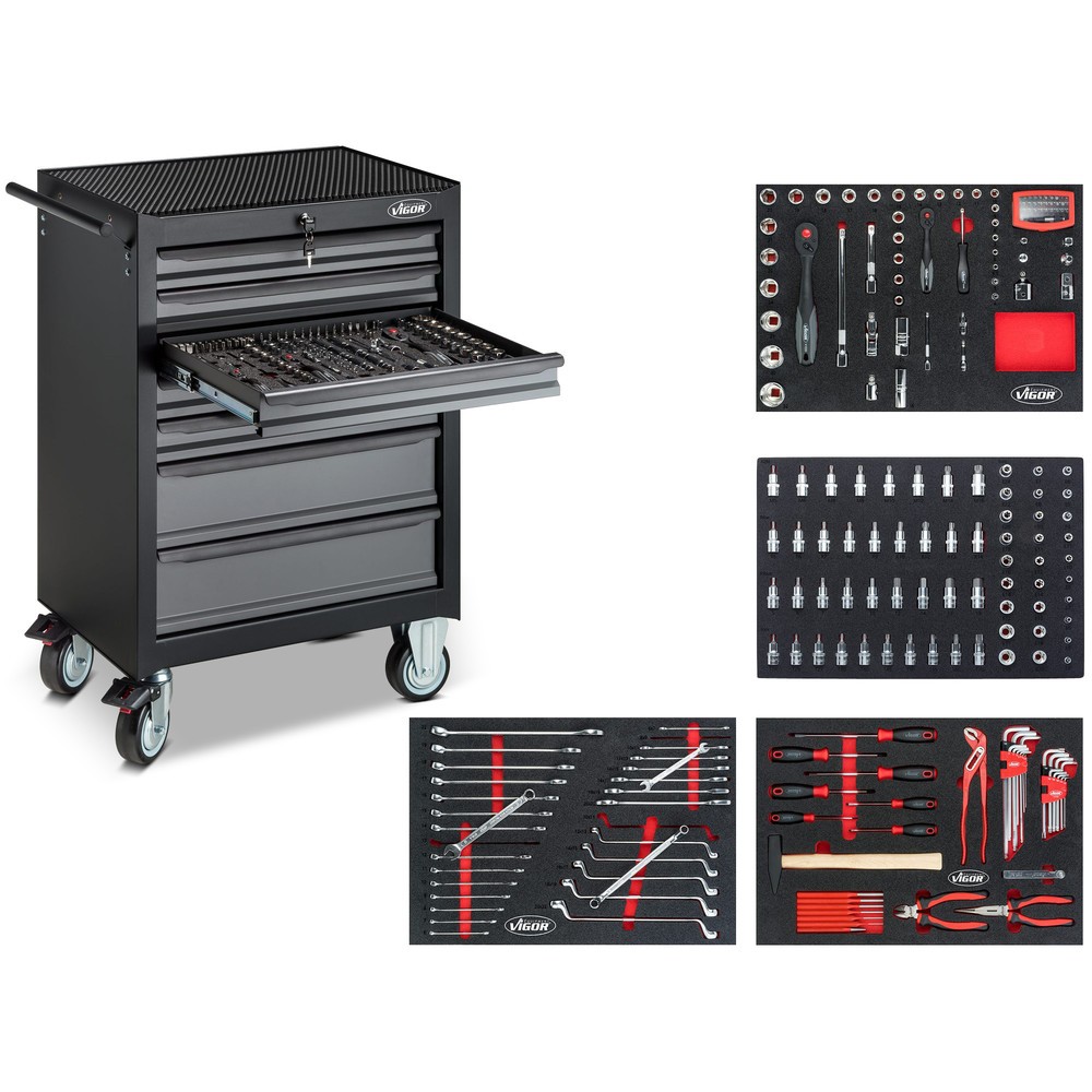 Immagine del prodotto: carrello utensili VIGOR® 500N, 7 incluso, con assortimento di 227 pezzi