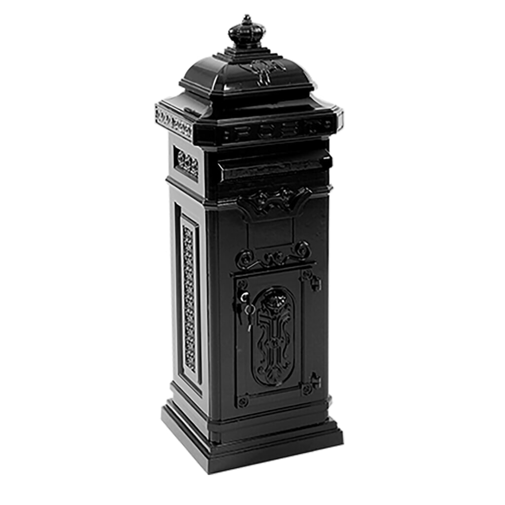 Cassetta delle lettere a colonna con sportello, quadrata, in acciaio zincato, nero Immagine del prodotto: Cassetta delle lettere a colonna con sportello, quadrata, in acciaio zincato, nero