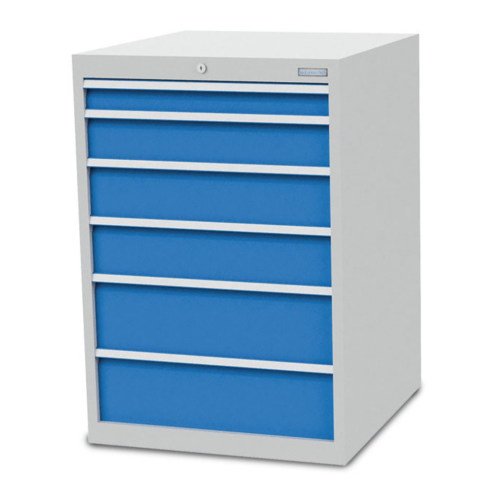 Immagine del prodotto n. 1: Cassettiera Bedrunka+Hirth R 24-24, AxLxP 1.019 x 705 x 736 mm, grigio chiaro, azzurro, 6 cassetti 1x75 + 1x125 + 2x150 + 2x200 mm