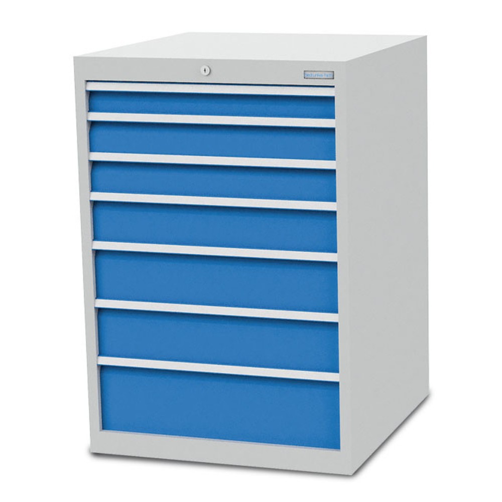 Immagine del prodotto n. 1: Cassettiera Bedrunka+Hirth R 24-24, AxLxP 1.019 x 705 x 736 mm, grigio chiaro, azzurro, 7 cassetti 1x75 + 2x100 + 1x125 + 2x150 + 1x200 mm