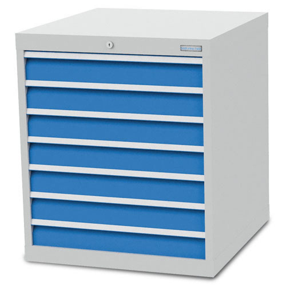 Immagine del prodotto n. 1: Cassettiera Bedrunka+Hirth R 24-24, AxLxP 819 x 705 x 736 mm, grigio chiaro, azzurro, 7 cassetti 7x100