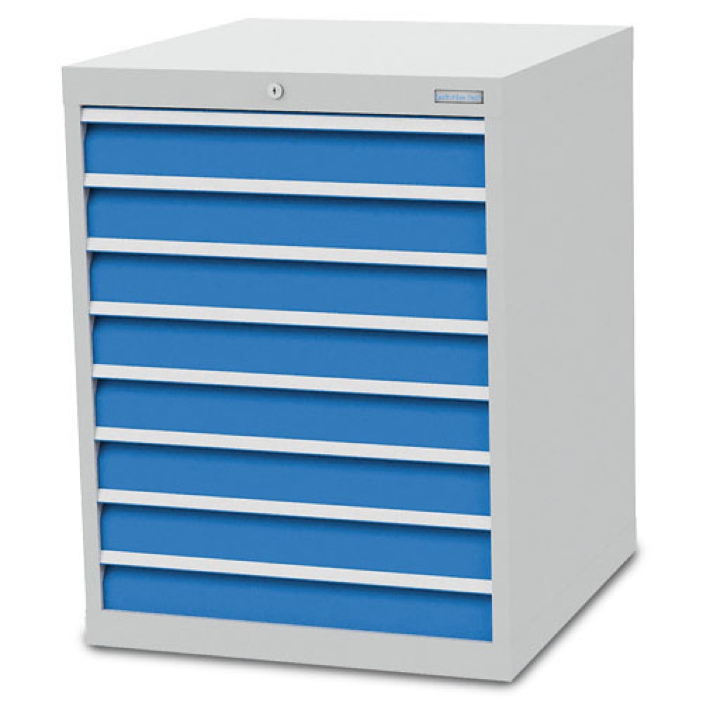 Immagine del prodotto n. 1: Cassettiera Bedrunka+Hirth R 24-24, AxLxP 919 x 705 x 736 mm, grigio chiaro, azzurro, 8 cassetti 8x100