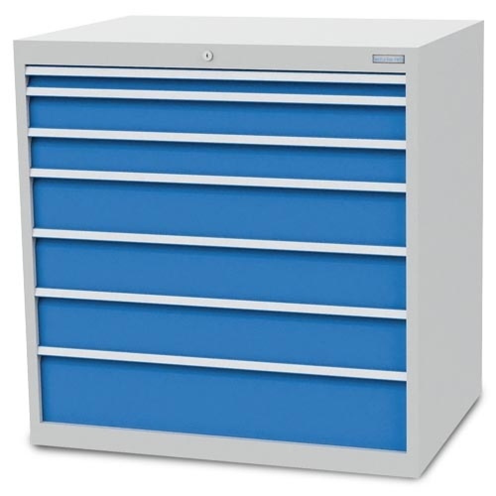 Immagine del prodotto: Cassettiera Bedrunka+Hirth R 36-24, AxLxP 1.019 x 1.005 x 736 mm, grigio chiaro, azzurro, 7 cassetti 1x50 + 2x100 + 3x150 + 1x200 mm