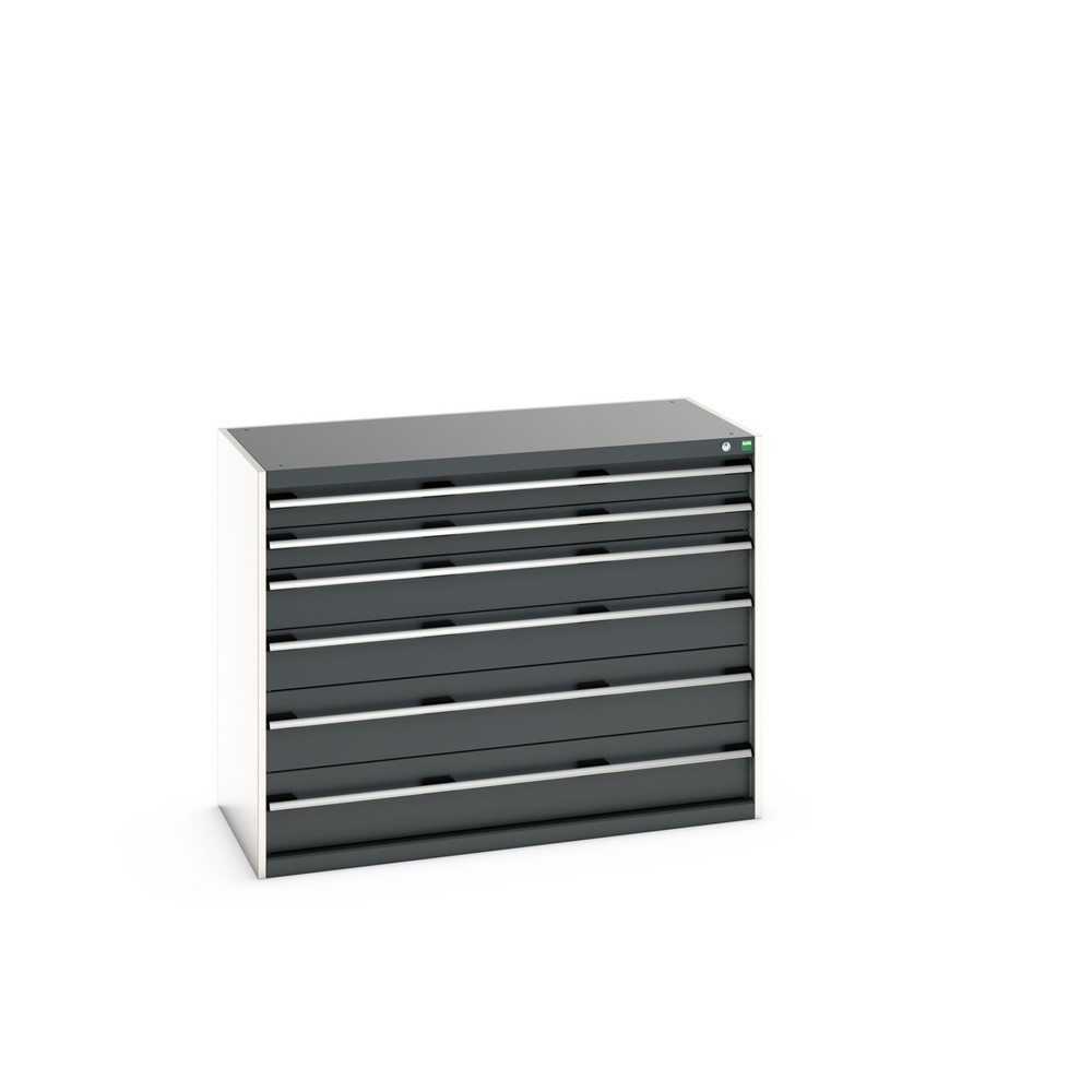 Immagine del prodotto: bott cubio cassettiera, cassetti 2x100 + 2x150 x 2x200 mm, portata 75 kg ciascuno, larghezza 1.300 mm, grigio antracite