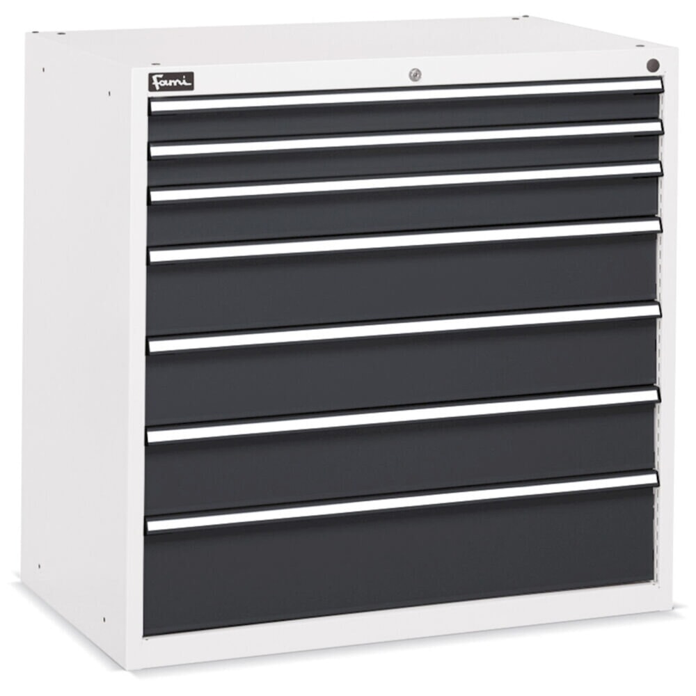 Immagine del prodotto n. 2: Cassettiera Fami FLEXA, 7 cassetti, AxLxP 1.002 x 1.023 x 600 mm, grigio chiaro, antracite