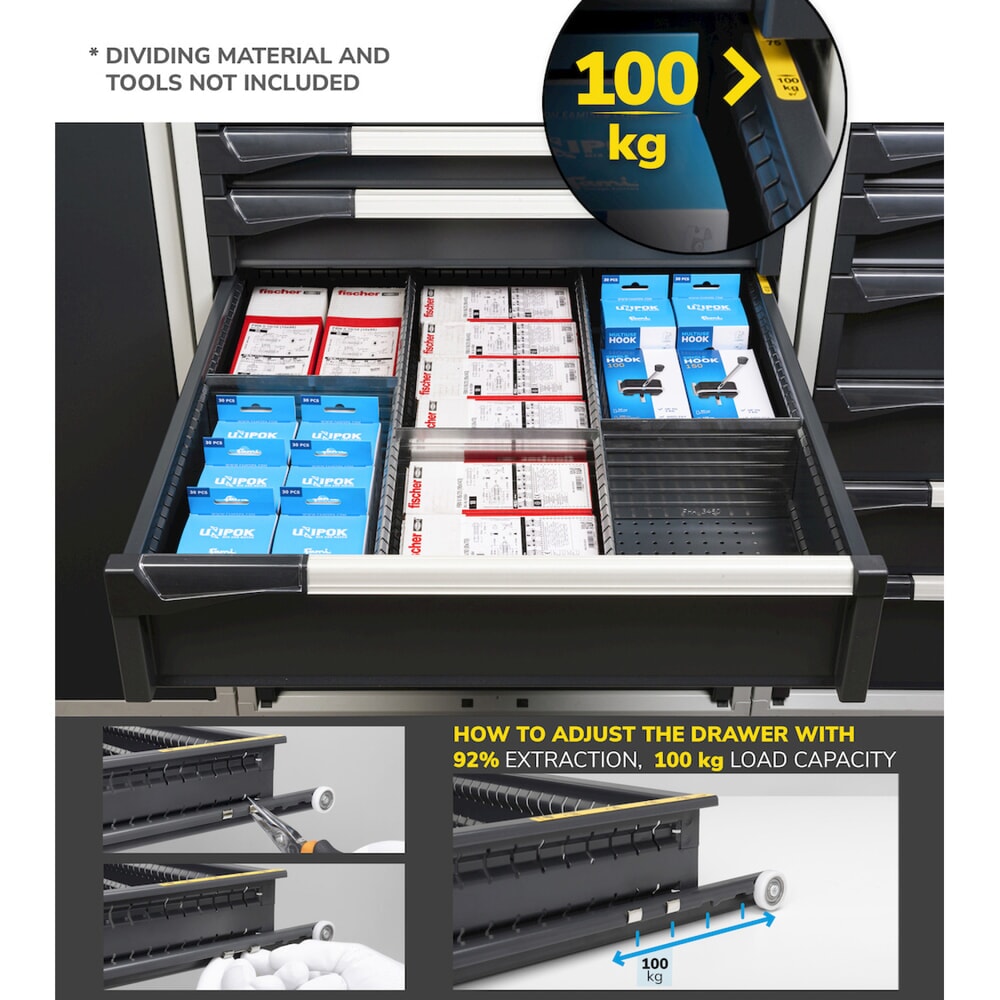 Immagine del prodotto n. 3: Cassettiera Fami MASTER, 6 cassetti, AxLxP 1.000 x 714 x 726 mm, grigio chiaro, antracite