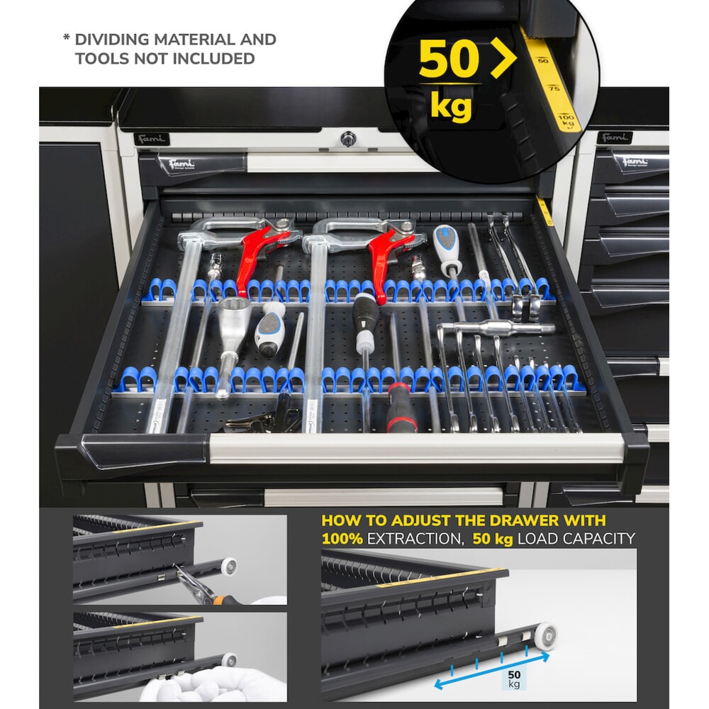 Immagine del prodotto n. 8: Cassettiera Fami MASTER, 6 cassetti, AxLxP 1.000 x 714 x 726 mm, grigio chiaro, antracite
