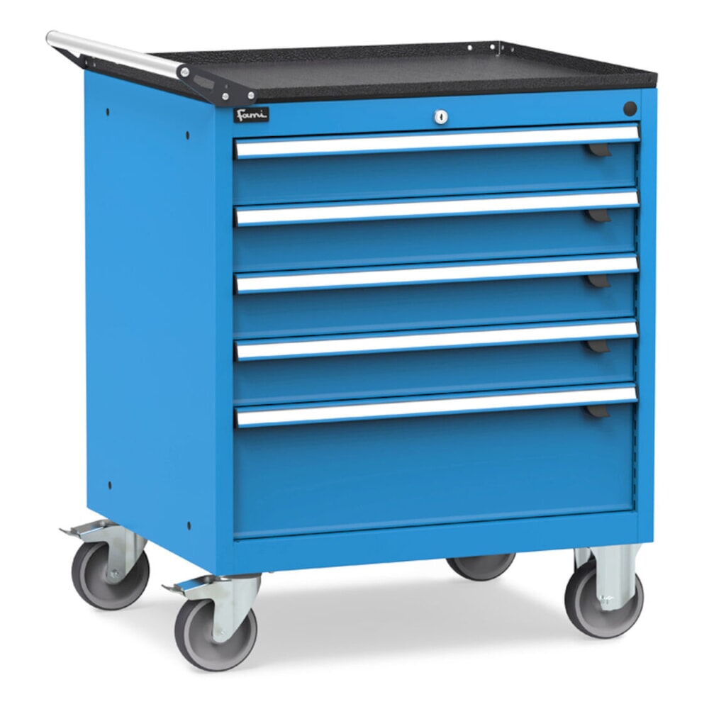 Immagine del prodotto n. 2: Cassettiera mobile Fami FLEXA, 5 cassetti, AxLxP 853 x 794 x 600 mm, azzurro