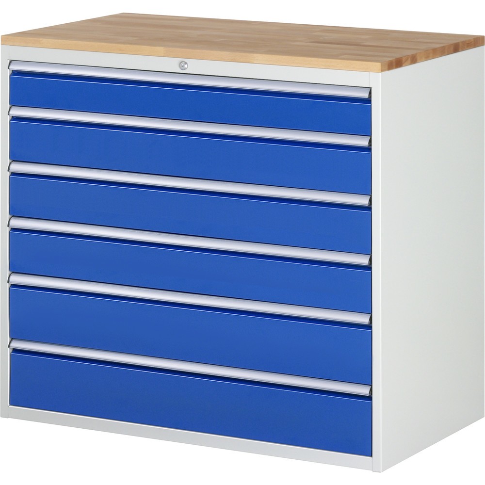 Immagine del prodotto n. 1: Cassettiera RAU Serie 7000, LxP 1.035 x 1.145 x 650 mm, 6 cassetti 1 x 120, 3 x 150, 2 x 180 mm, piano di lavoro in faggio