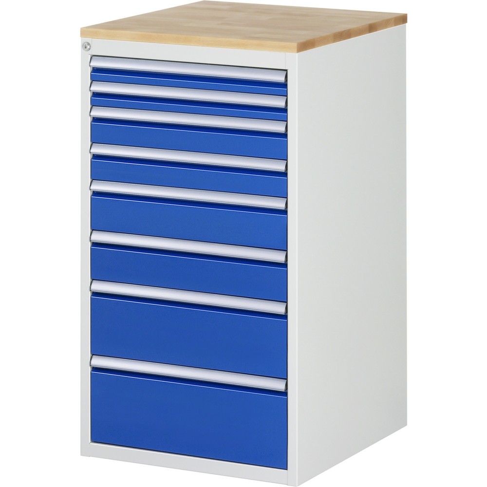 Immagine del prodotto n. 1: Cassettiera RAU serie 7000, AxLxP 1.035 x 580 x 650 mm, 8 cassetti 2 x 60, 2 x 90, 2 x 120, 1 x 180, 1 x 210 mm, piano di lavoro in faggio