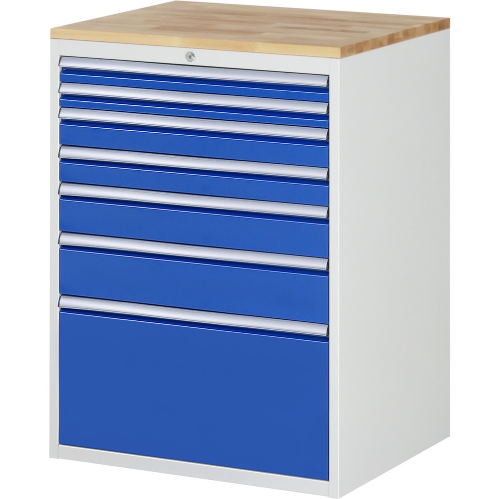 Immagine del prodotto n. 1: Cassettiera RAU serie 7000, AxLxP 1.035 x 770 x 650 mm, 7 cassetti 2 x 60, 2 x 90, 1 x 120, 1 x 150, 1 x 360 mm, piano di lavoro in faggio