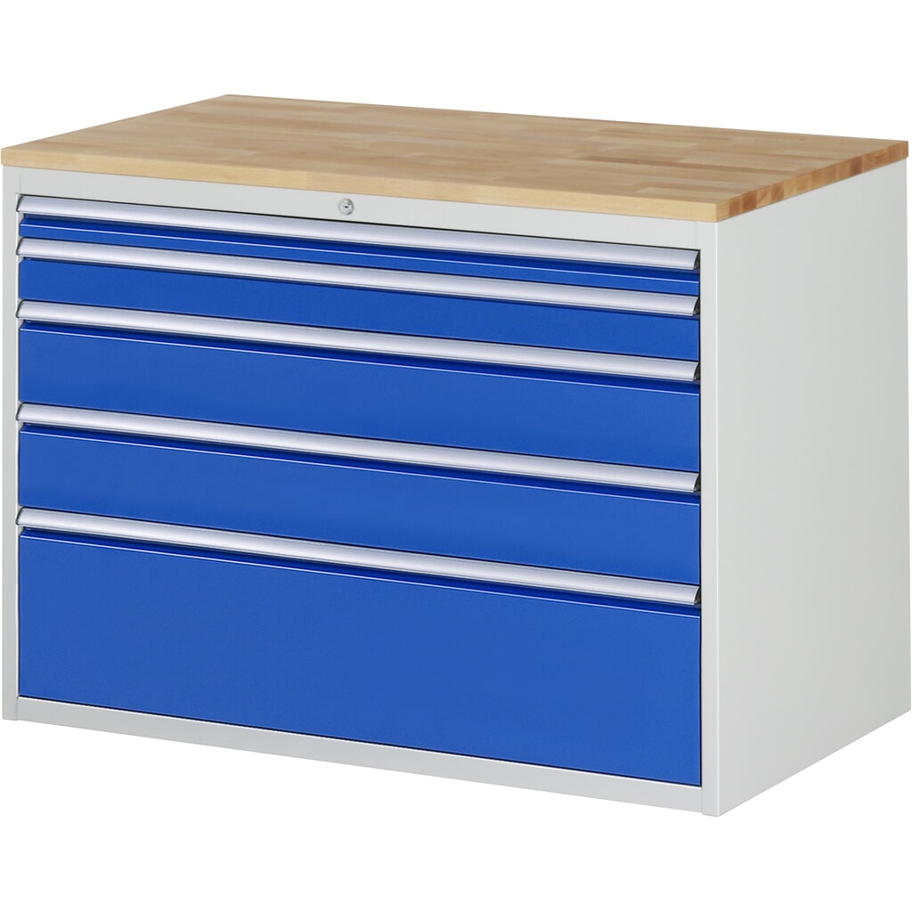 RAU Cassettiera Serie 7000, HxLxP 825 x 1.145 x 650 mm, con 5 cassetti misura XXL, piano in faggio Immagine del prodotto: RAU Cassettiera Serie 7000, HxLxP 825 x 1.145 x 650 mm, con 5 cassetti misura XXL, piano in faggio