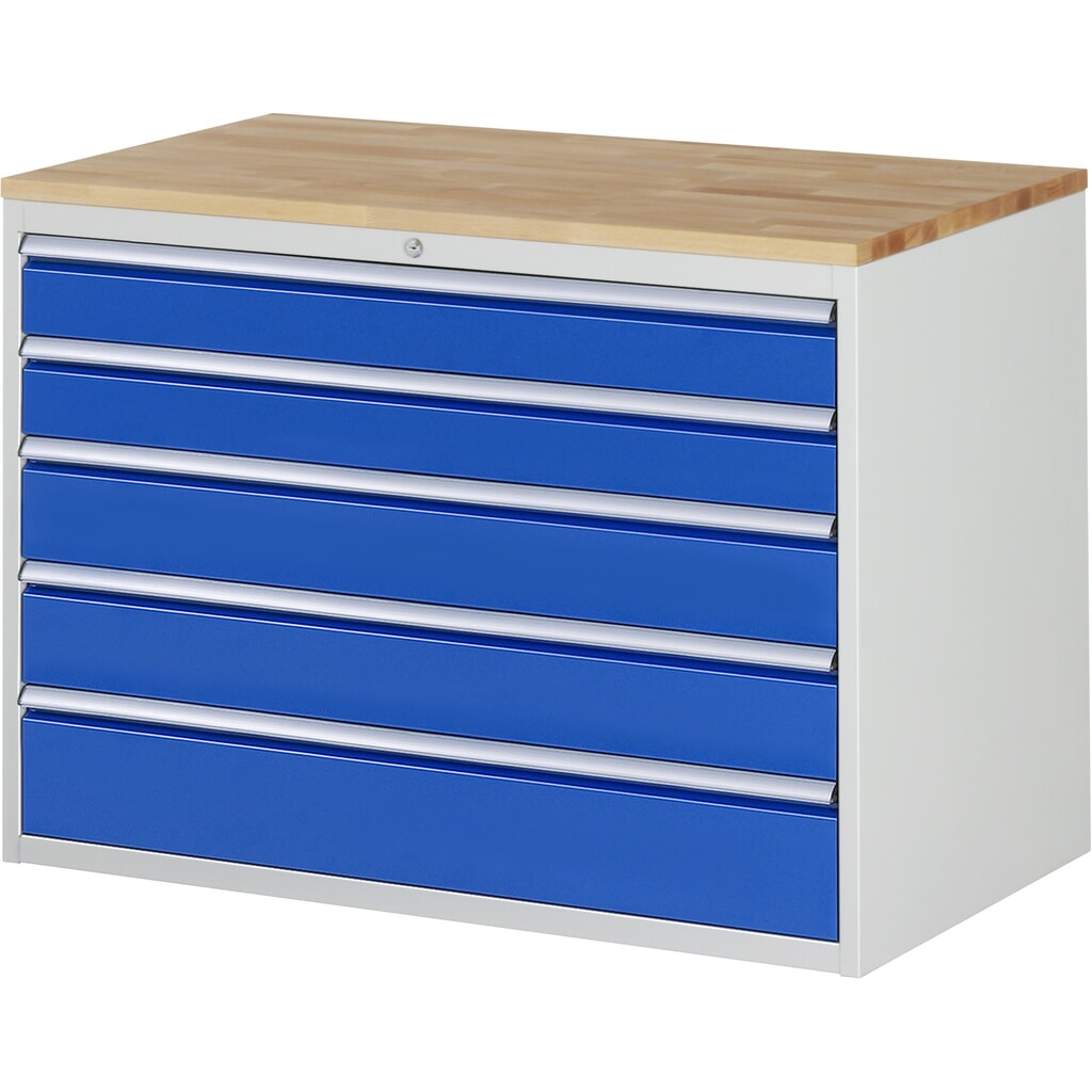 RAU Cassettiera Serie 7000, HxLxP 825 x 1.145 x 650 mm, con 5 cassetti misura XXL, piano in faggio Immagine del prodotto: RAU Cassettiera Serie 7000, HxLxP 825 x 1.145 x 650 mm, con 5 cassetti misura XXL, piano in faggio