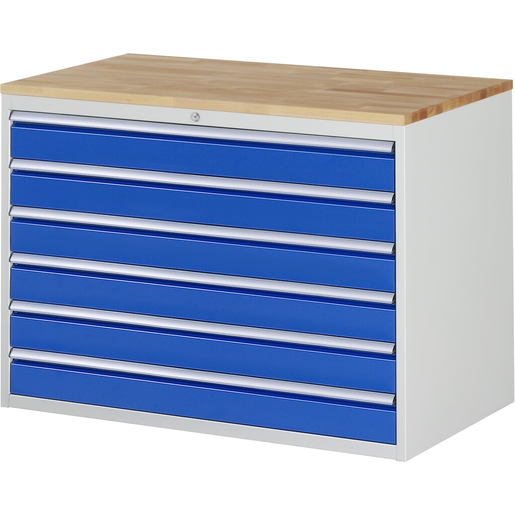 Immagine del prodotto: Cassettiera RAU Serie 7000, AxLxP 825 x 1.145 x 650 mm, 6 cassetti 6 x 120 mm, piano di lavoro in faggio
