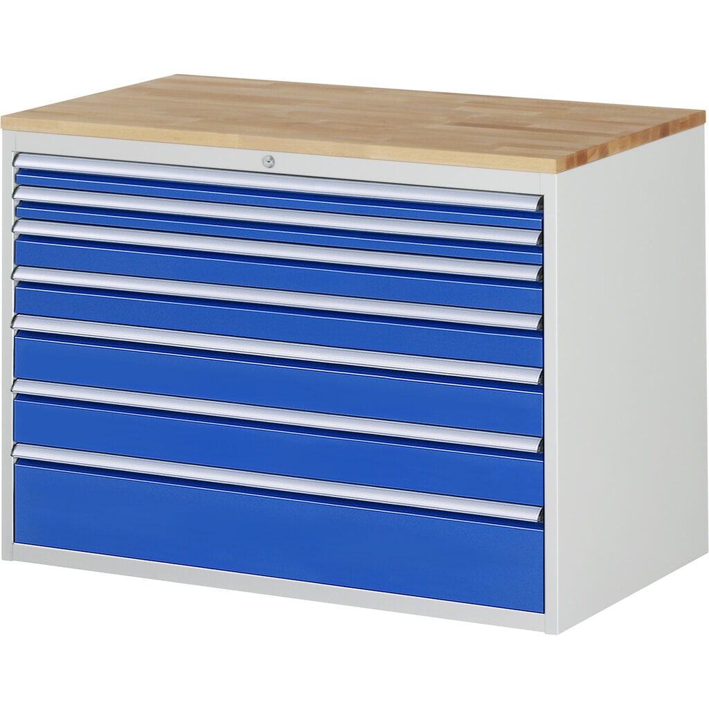 RAU Cassettiera Serie 7000, HxLxP 825 x 1.145 x 650 mm, con 7 cassetti misura XXL, piano in faggio Immagine del prodotto: RAU Cassettiera Serie 7000, HxLxP 825 x 1.145 x 650 mm, con 7 cassetti misura XXL, piano in faggio