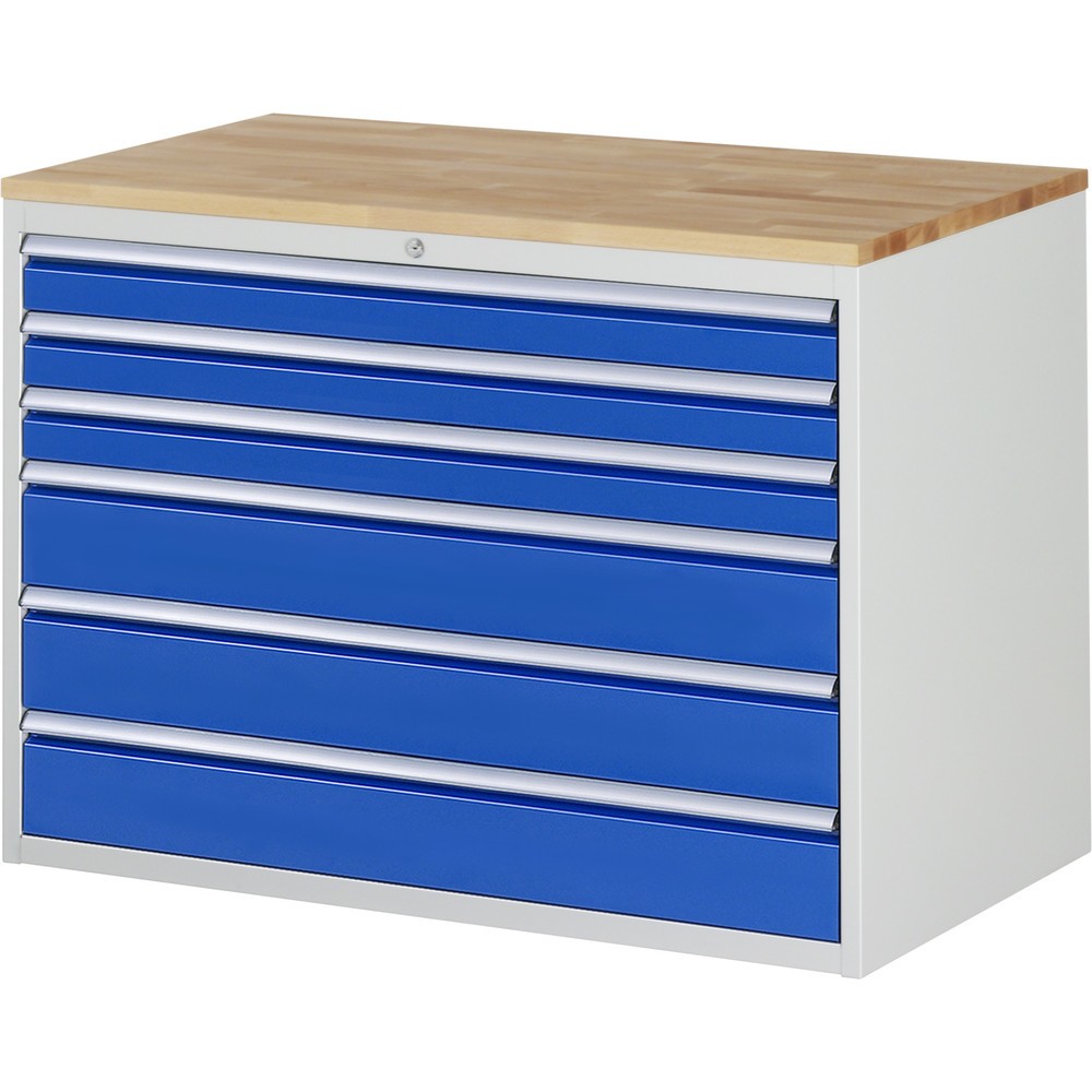 Immagine del prodotto: Cassettiera RAU serie 7000, AxLxP 825 x 1.145 x 650 mm, 6 cassetti 3 x 90, 3 x 150 mm, piano di lavoro in faggio