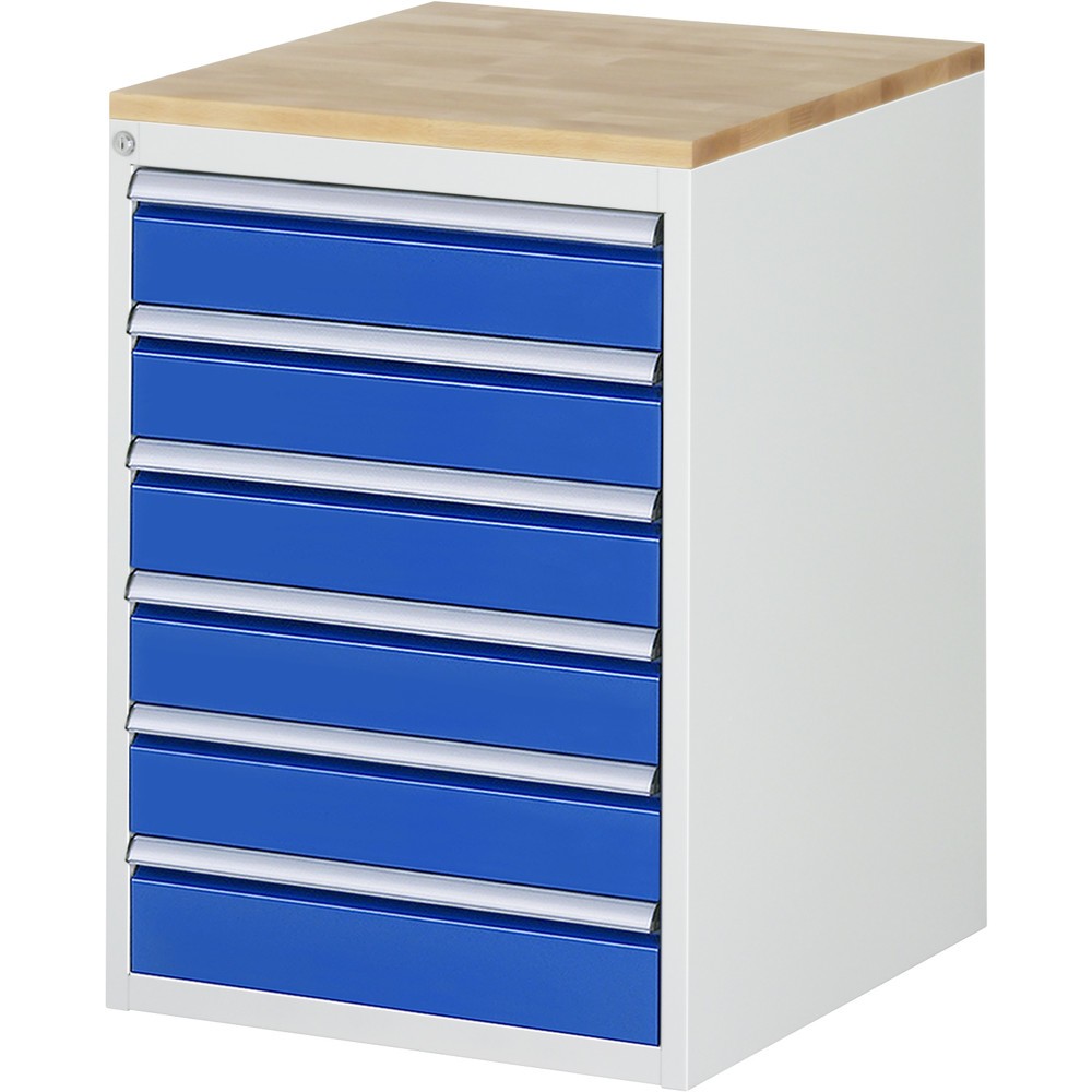 Immagine del prodotto n. 1: Cassettiera RAU Serie 7000, AxLxP 825 x 580 x 650 mm, 6 cassetti 6 x 120 mm, piano di lavoro in faggio