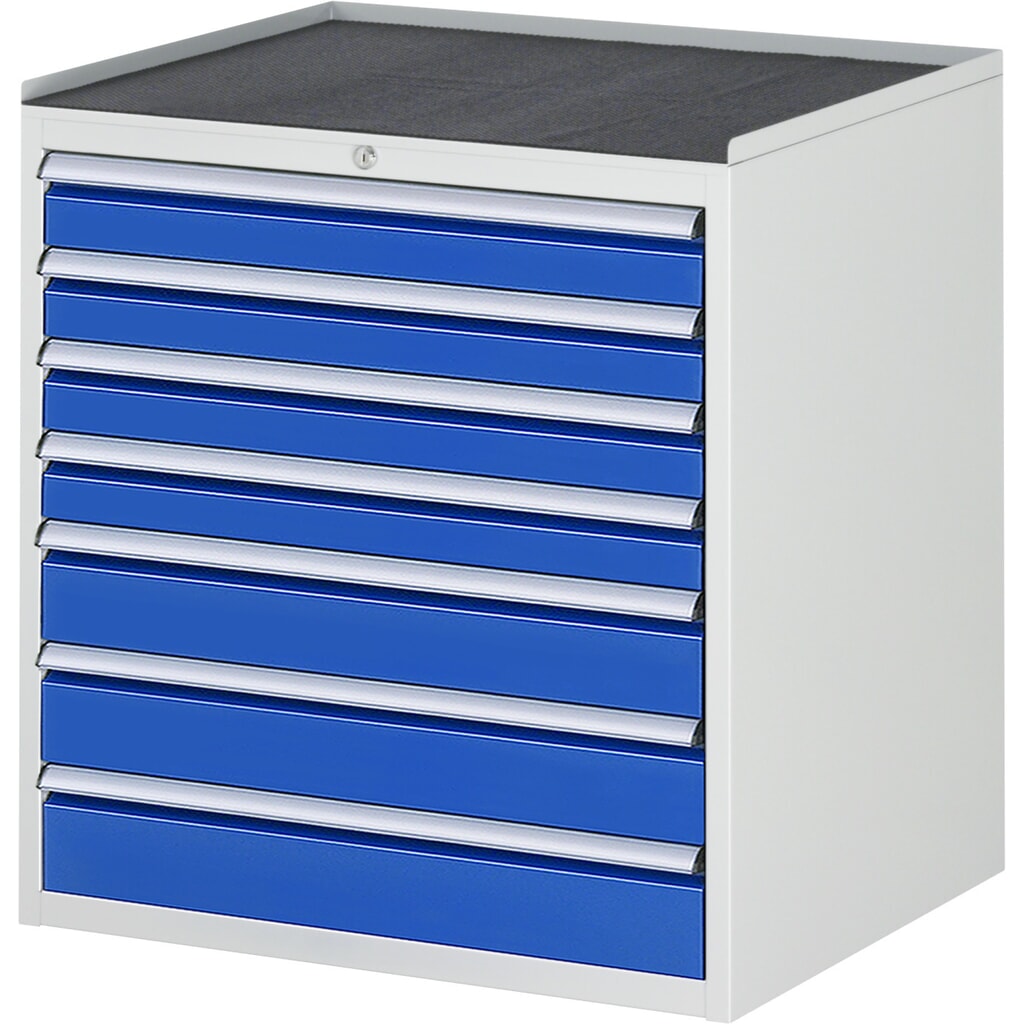 Immagine del prodotto: Cassettiera RAU serie 7000, AxLxP 825 x 770 x 650 mm, 7 cassetti 4 x 90, 3 x 120 mm, piano di lavoro in metallo