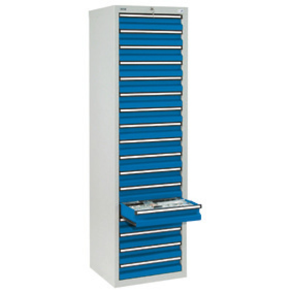 Immagine del prodotto: Cassettiera stumpf®, cassetti 17x100 mm, AxLxP 1.800 x 500 x 500 mm, grigio chiaro/ blu genziana