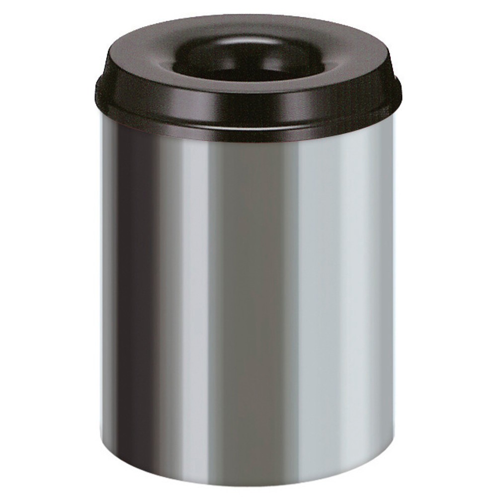 Immagine del prodotto: Cestino di sicurezza, autoestinguente, acciaio inox, 15 litri, nero