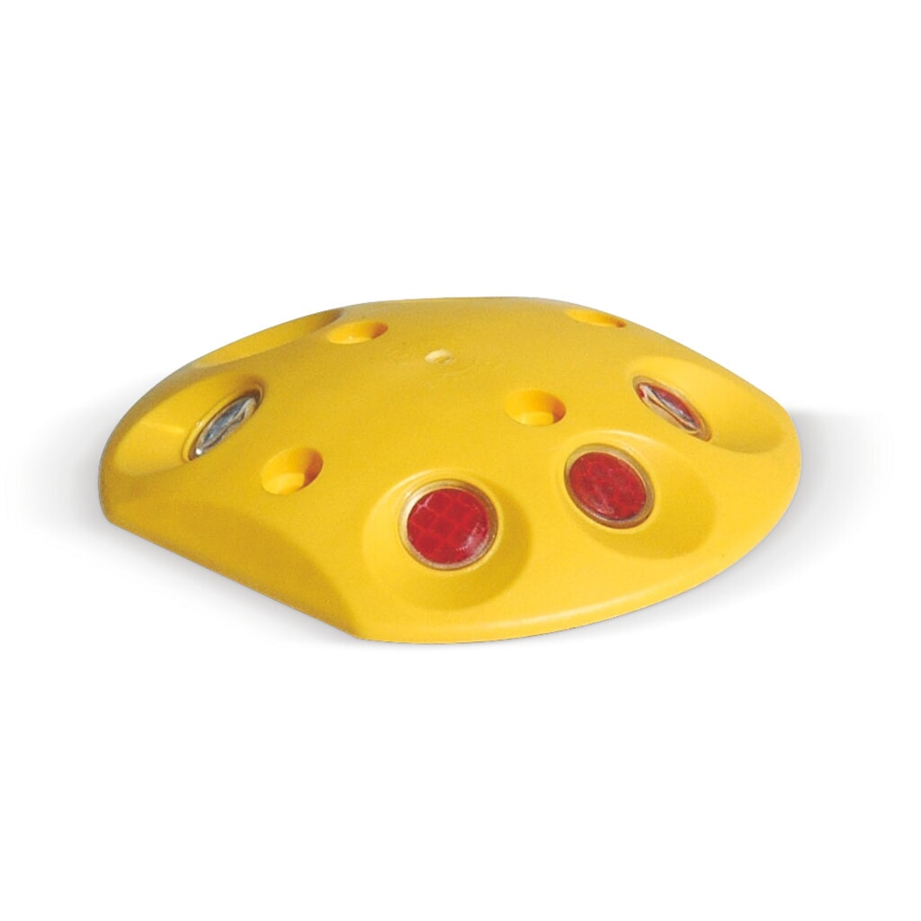 Marcatore segnaletico con riflettori, rotondo, AxLxP 25 x 140 x 120 mm, giallo Immagine del prodotto: Marcatore segnaletico con riflettori, rotondo, AxLxP 25 x 140 x 120 mm, giallo