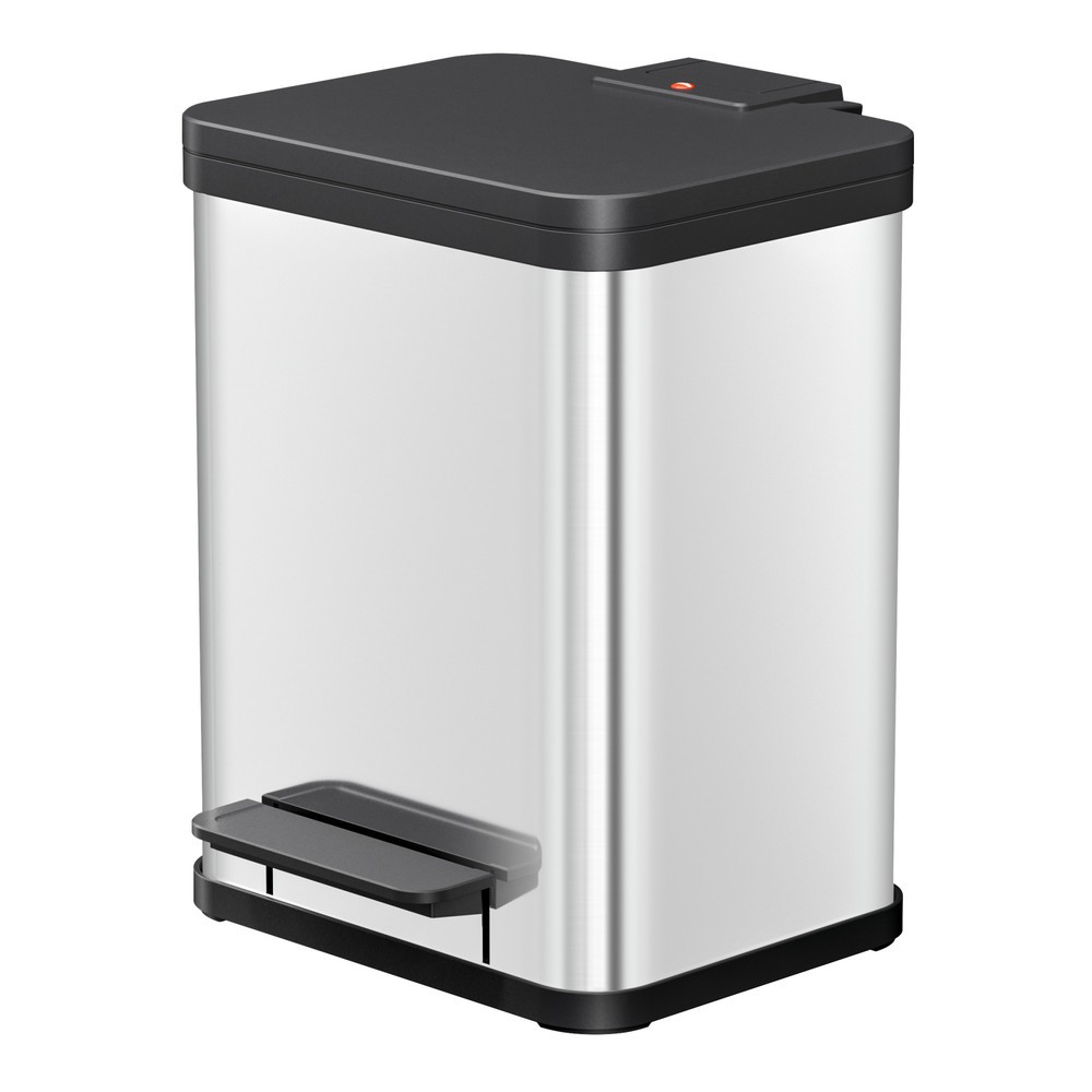 Immagine del prodotto n. 1: Contenitore per materiali riciclabili Hailo Öko duo Plus M, 2x 9 litri, meccanismo di chiusura ammortizzato, acciaio inox, opaco