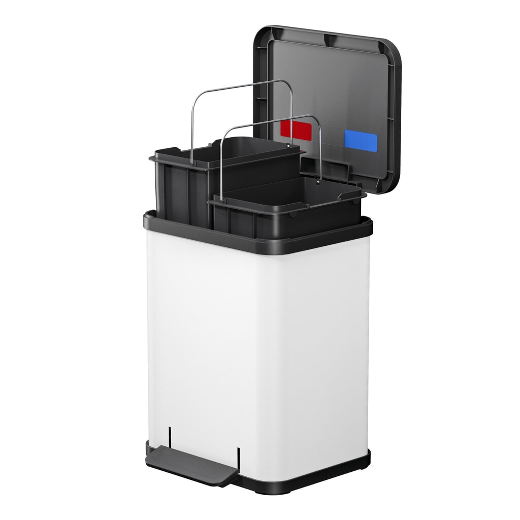 Contenitore per materiali riciclabili Hailo Öko duo Plus M, 2x 9 litri, meccanismo di chiusura ammortizzato, bianco, opaco Immagine del prodotto n. 4: Contenitore per materiali riciclabili Hailo Öko duo Plus M, 2x 9 litri, meccanismo di chiusura ammortizzato, bianco, opaco