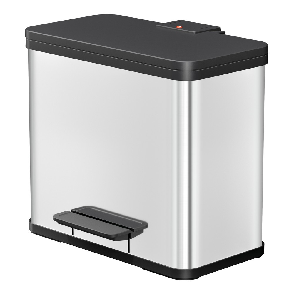 Immagine del prodotto n. 1: Contenitore per materiali riciclabili Hailo Öko trio Plus M, 3x 9 litri, meccanismo di chiusura ammortizzato, acciaio inox, opaco