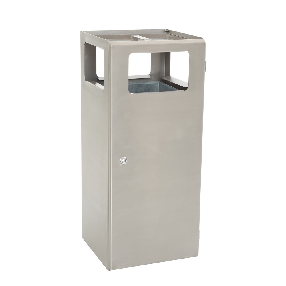 Immagine del prodotto n. 1: Combinazione posacenere-cestino dei rifiuti a piramide, quadrato, contenitore base in acciaio inox, 70 litri