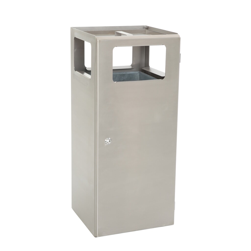 Combinazione posacenere-cestino dei rifiuti a piramide, quadrato, contenitore base in acciaio inox, 70 litri Immagine del prodotto: Combinazione posacenere-cestino dei rifiuti a piramide, quadrato, contenitore base in acciaio inox, 70 litri