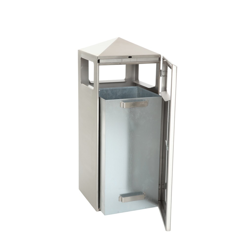 Immagine del prodotto n. 4: Combinazione posacenere-cestino dei rifiuti a piramide, quadrato, contenitore base in acciaio inox, 70 litri