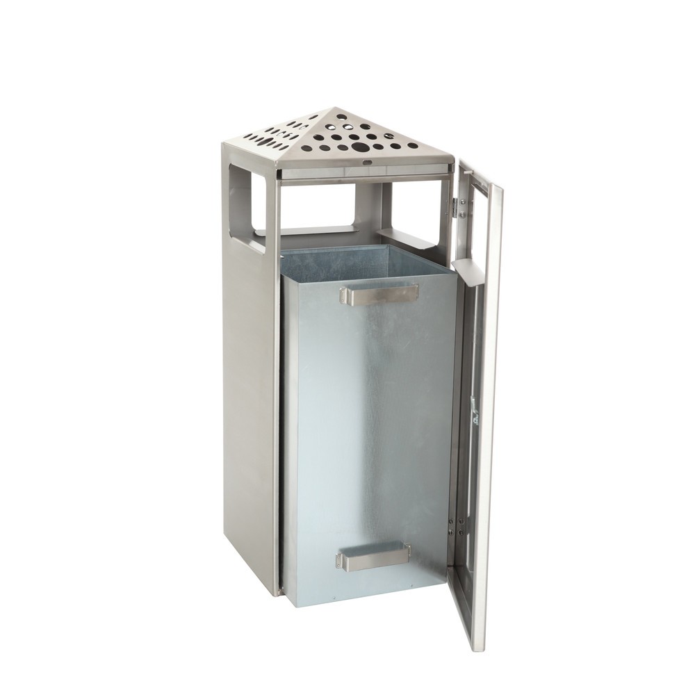 Immagine del prodotto n. 5: Combinazione posacenere-cestino dei rifiuti a piramide, quadrato, contenitore base in acciaio inox, 70 litri