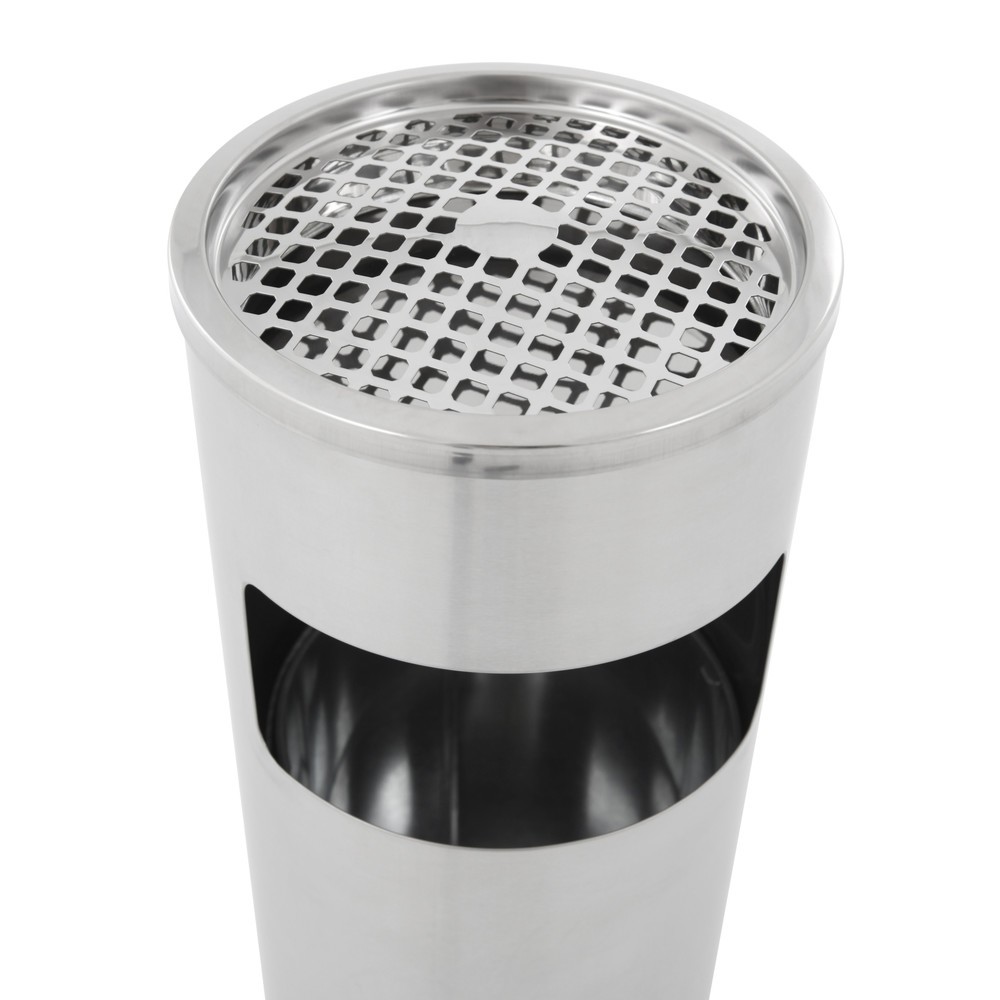 Immagine del prodotto n. 2: Combinazione posacenere-cestino dei rifiuti in acciaio, circolare, 12,5 litri, acciaio inox opaco