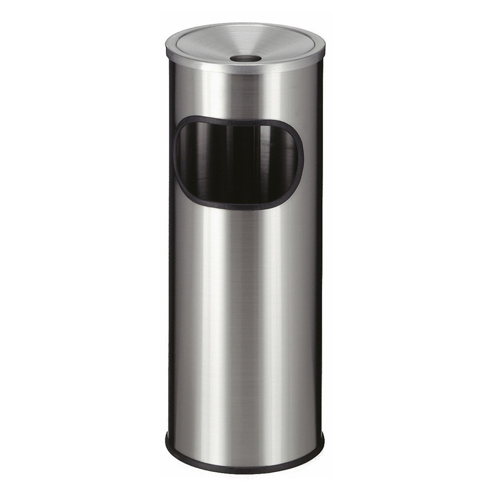 Immagine del prodotto: Combinazione posacenere-cestino dei rifiuti in acciaio inox, circolare, 9 litri