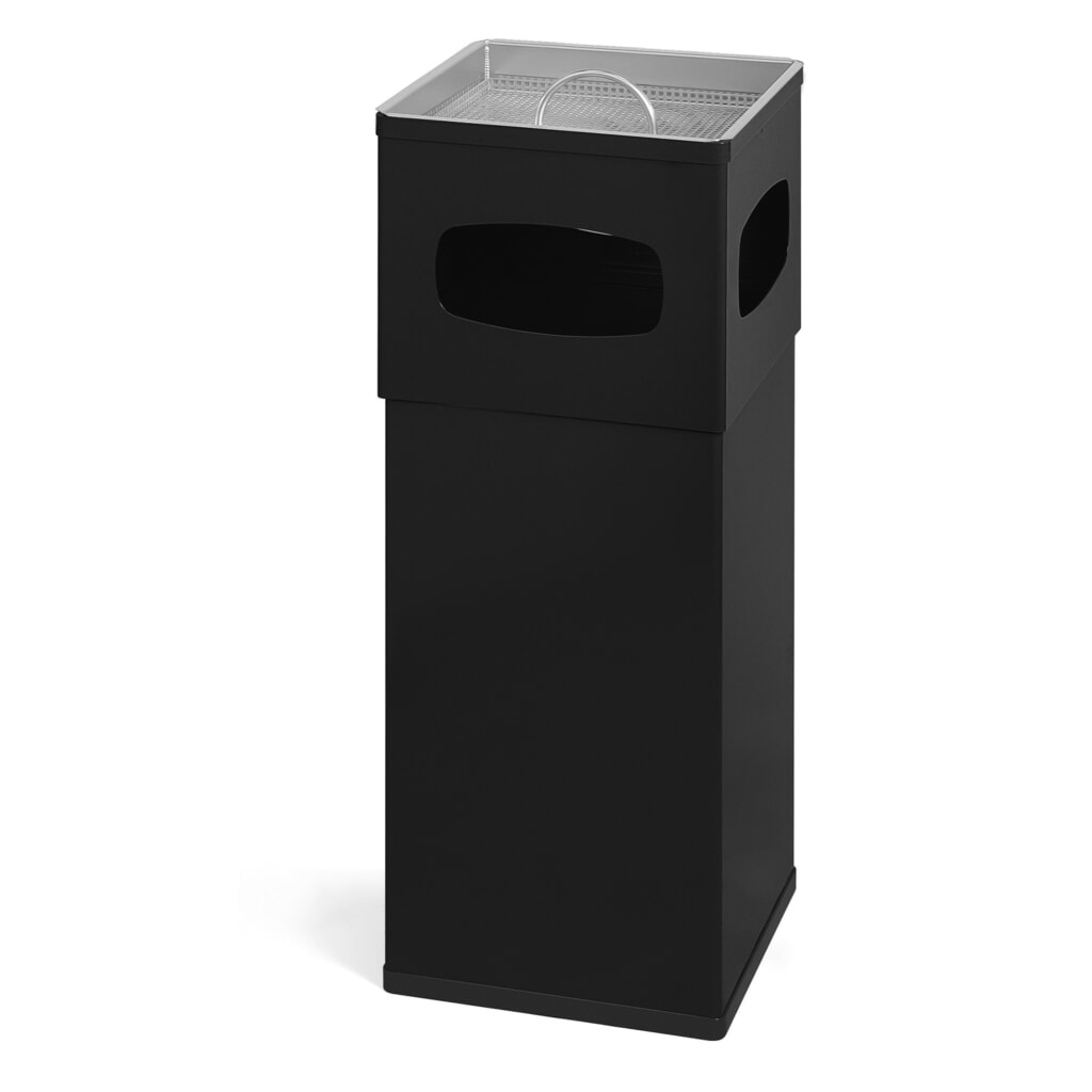 Immagine del prodotto: Combinazione posacenere-cestino dei rifiuti in alluminio, quadrato, 50 litri, nero