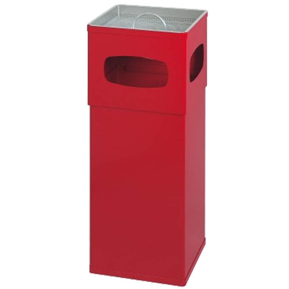 Immagine del prodotto: Combinazione posacenere-cestino dei rifiuti in alluminio, quadrato, 50 litri, rosso
