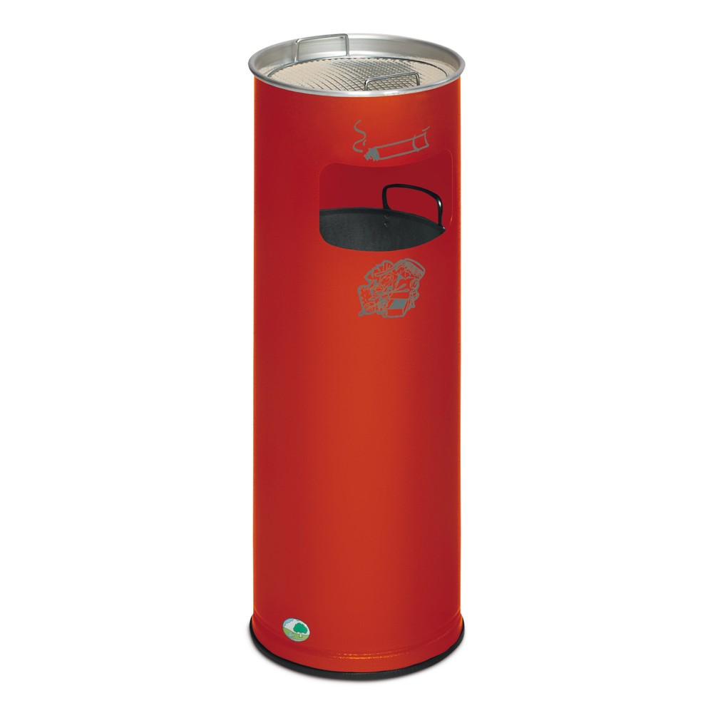 Immagine del prodotto: Combinazione posacenere-cestino dei rifiuti VAR®, modello a colonna, 16,7 litri, rosso fuoco