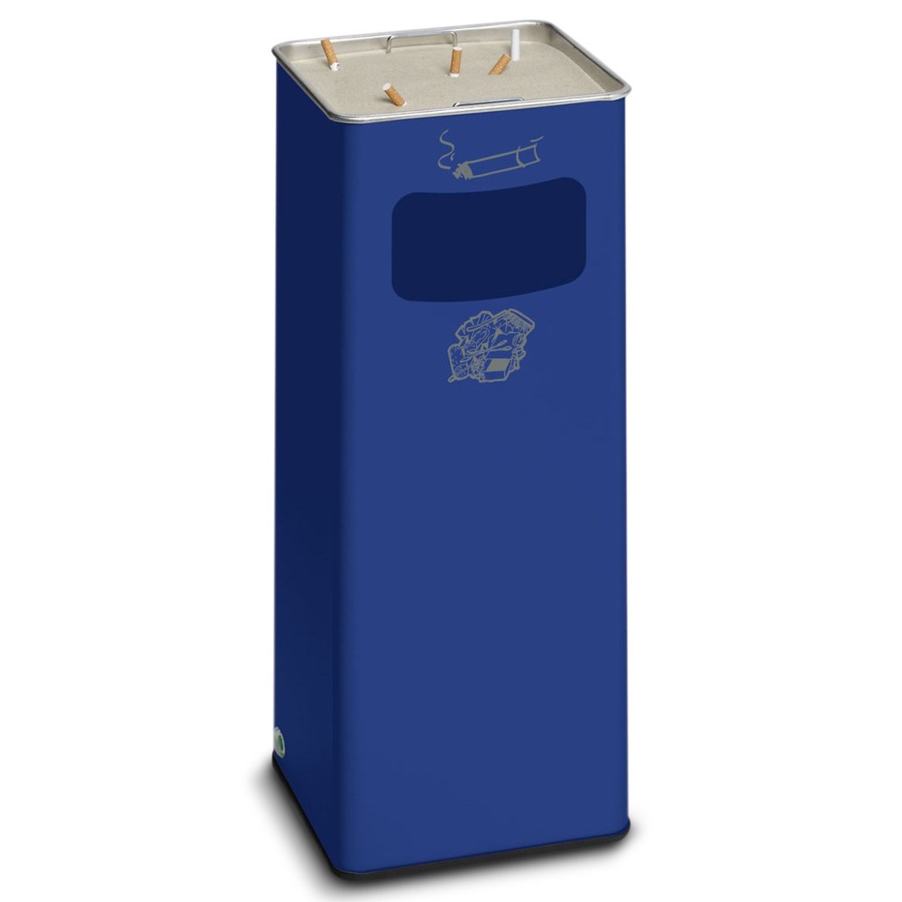 Immagine del prodotto: Combinazione posacenere-cestino dei rifiuti VAR®, modello a colonna, 31,7 litri, blu genziana