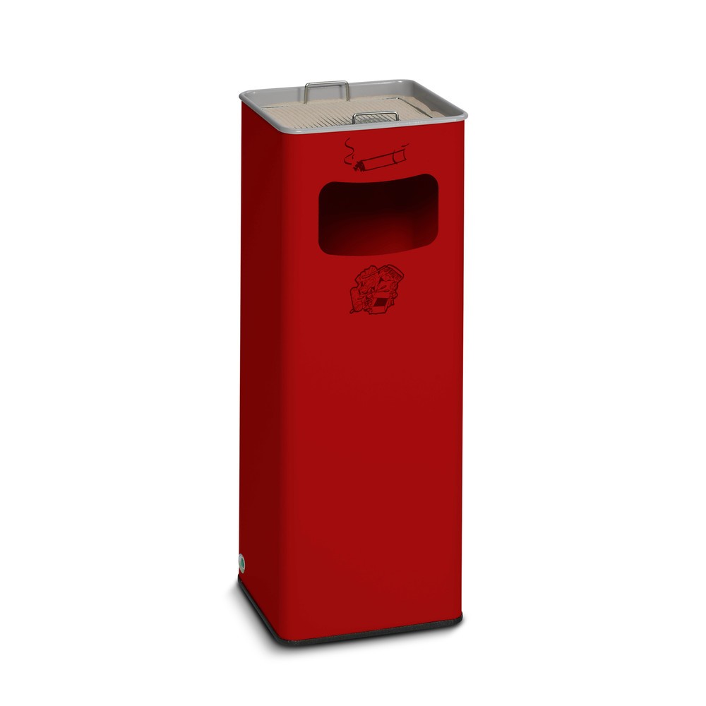 Immagine del prodotto: Combinazione posacenere-cestino dei rifiuti VAR®, modello a colonna, 31,7 litri, rosso fuoco