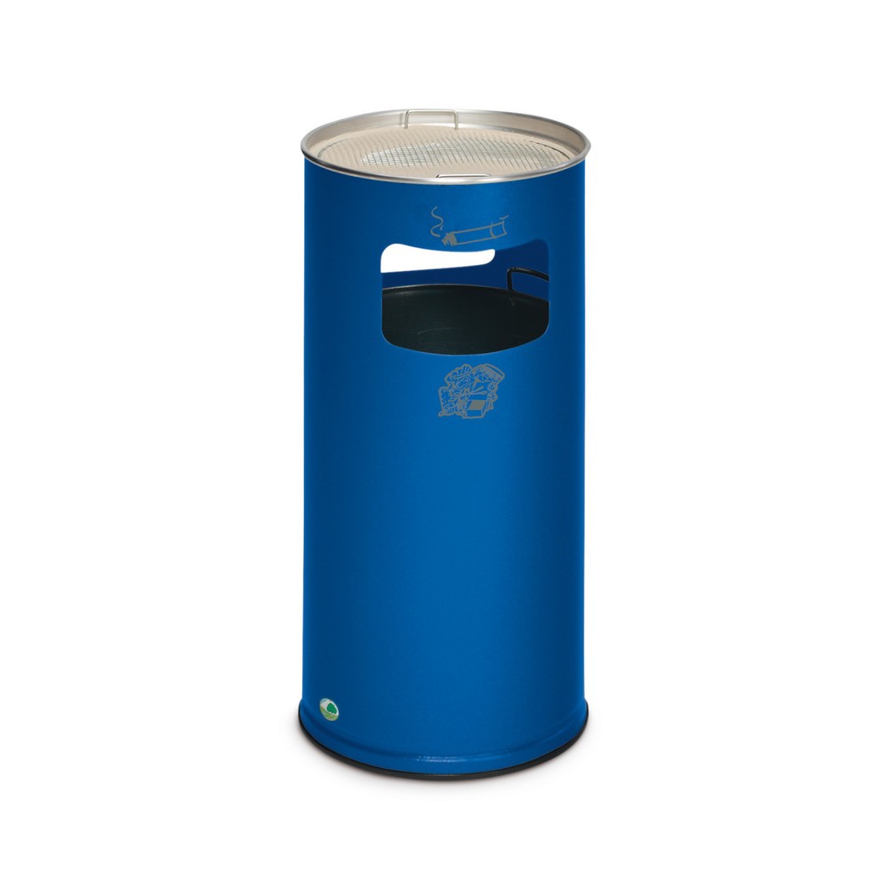 Immagine del prodotto: Combinazione posacenere-cestino dei rifiuti VAR®, modello a colonna, 37,4 litri, blu genziana