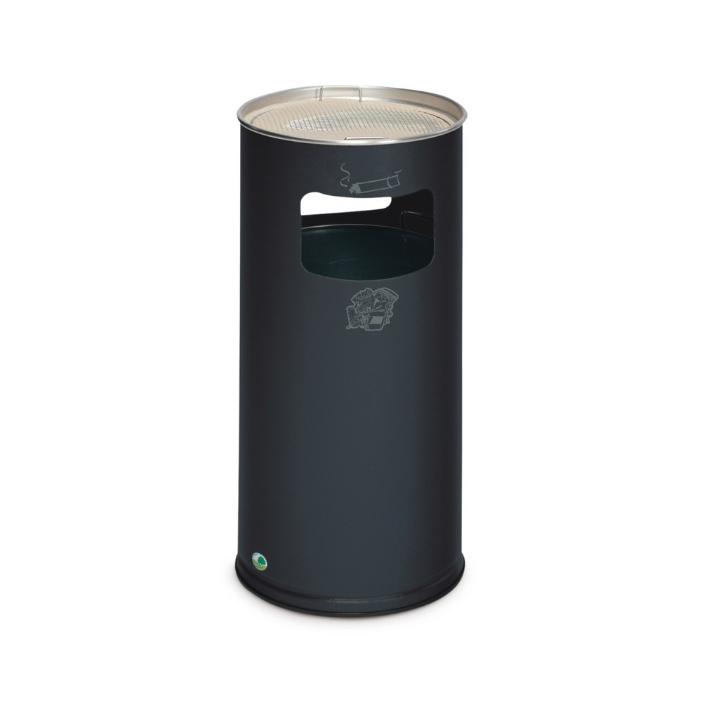 Immagine del prodotto: Combinazione posacenere-cestino dei rifiuti VAR®, modello a colonna, 37,4 litri, grigio nero