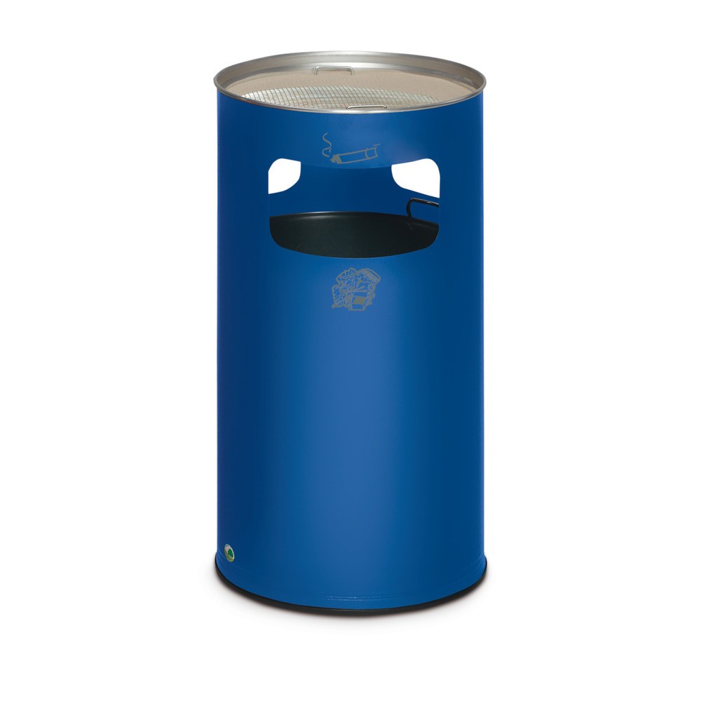 Immagine del prodotto: Combinazione posacenere-cestino dei rifiuti VAR®, modello a colonna, 69,2 litri, blu genziana