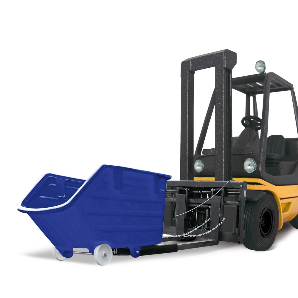 Immagine del prodotto n. 3: contenitore basculante in PE con ruote, meccanismo di ribaltamento, tasche forcella, volume 0,75 m³