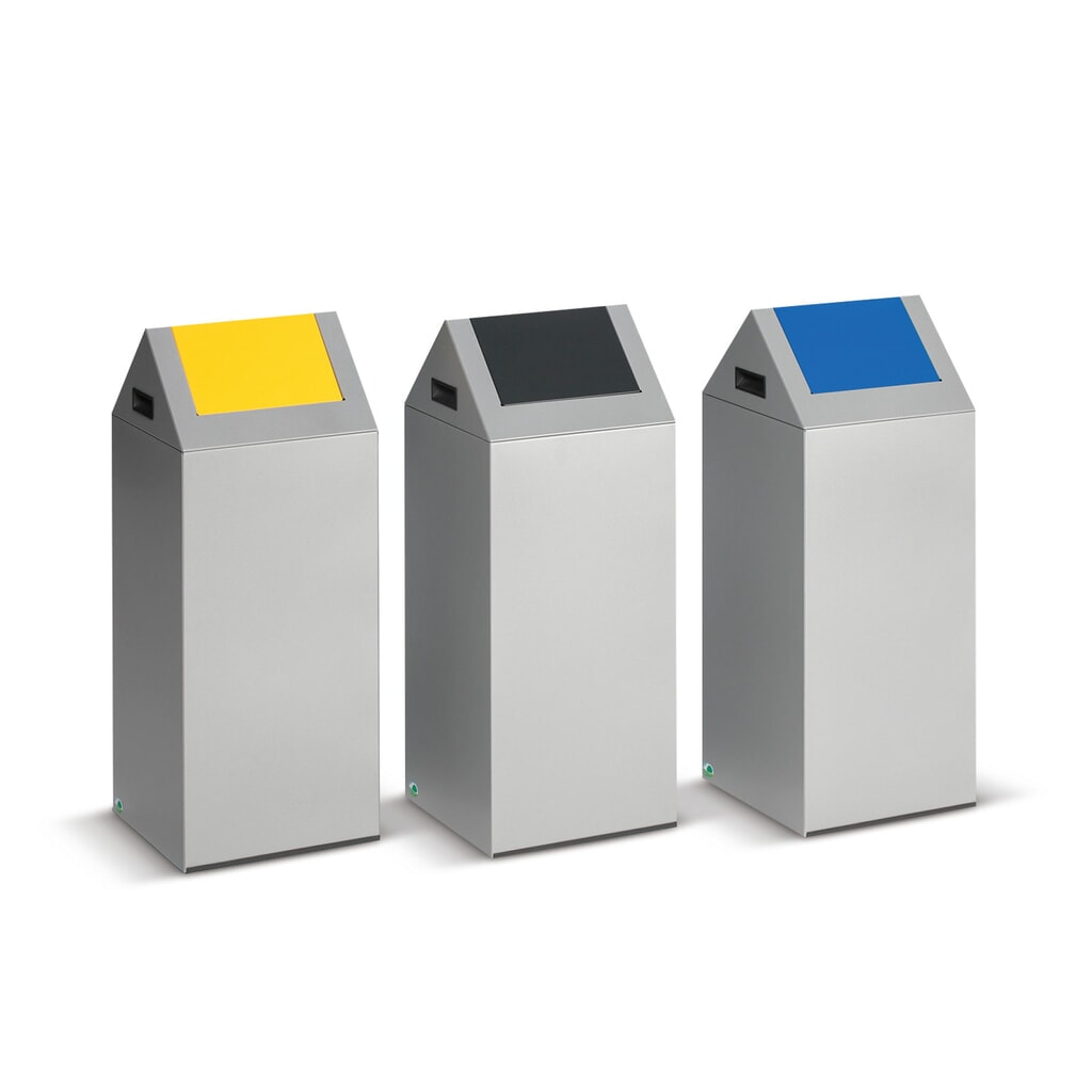Contenitore di raccolta materiale riciclabile VAR®, 60 litri, autoestinguente, corpo grigio chiaro, coperchio angolare/blu Immagine del prodotto n. 2: Contenitore di raccolta materiale riciclabile VAR®, 60 litri, autoestinguente, corpo grigio chiaro, coperchio angolare/blu
