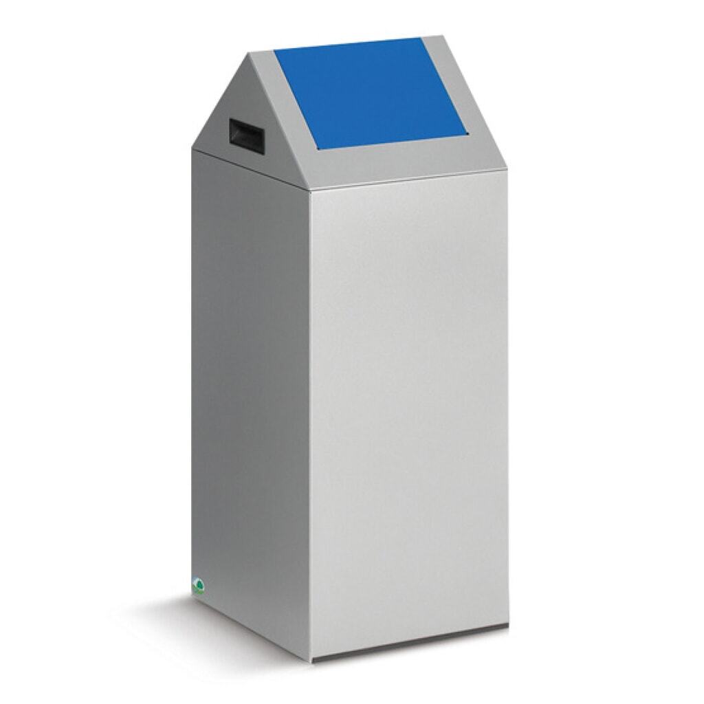 Contenitore di raccolta materiale riciclabile VAR®, 60 litri, autoestinguente, corpo grigio chiaro, coperchio angolare/blu Immagine del prodotto: Contenitore di raccolta materiale riciclabile VAR®, 60 litri, autoestinguente, corpo grigio chiaro, coperchio angolare/blu
