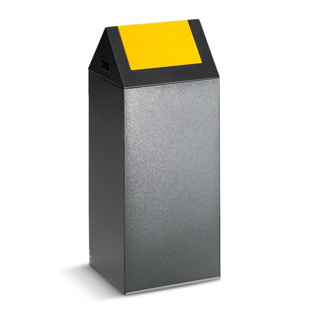 Contenitore di raccolta materiale riciclabile VAR®, 60 litri, autoestinguente, corpo argento anticato, coperchio angolare/giallo Immagine del prodotto: Contenitore di raccolta materiale riciclabile VAR®, 60 litri, autoestinguente, corpo argento anticato, coperchio angolare/giallo