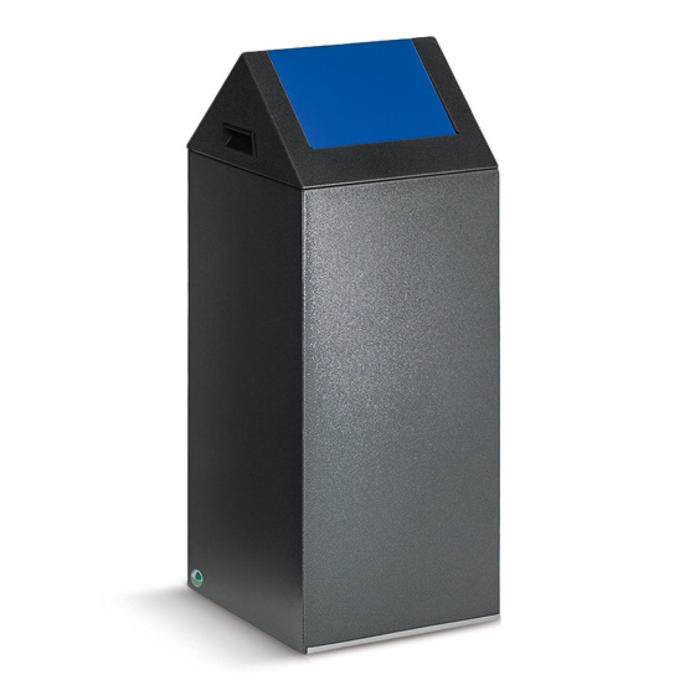 Immagine del prodotto: Contenitore di raccolta materiale riciclabile VAR®, 60 litri, autoestinguente, corpo argento anticato, coperchio angolare/blu