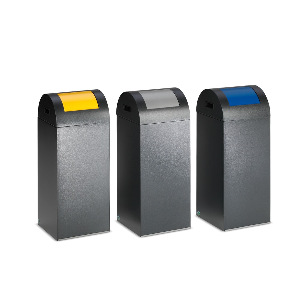 Contenitore di raccolta materiale riciclabile VAR®, 60 litri, autoestinguente, corpo argento anticato, coperchio rotondo/argento Immagine del prodotto: Contenitore di raccolta materiale riciclabile VAR®, 60 litri, autoestinguente, corpo argento anticato, coperchio rotondo/argento